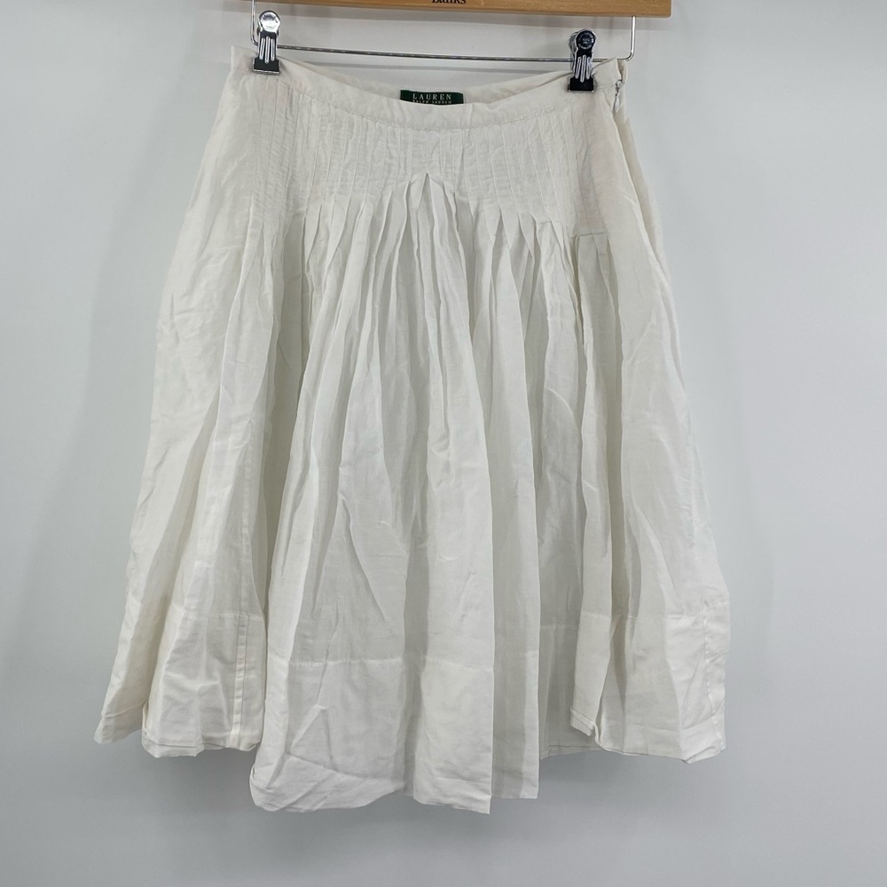 Ralph Lauren White Pleated Prarie Skirt Size 2 White Cute Flowy Circle Skirt